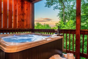 New Hot Tub with mountain views