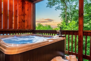 New Hot Tub with mountain views