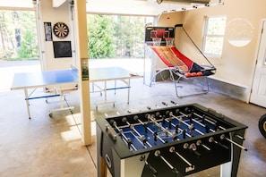 Darts ping pong and foosball