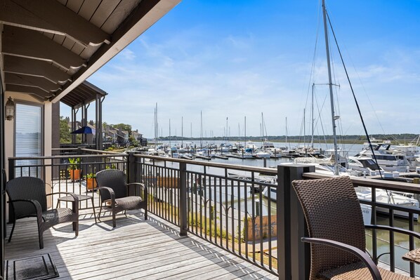 Deck overlooking Bohicket Marina