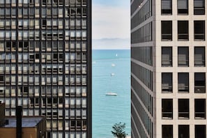 Lake and beach views from your window. Watch the boats go by all day!