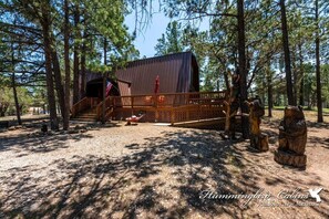 Welcome to Sweet 16! Front of the cabin and driveway.