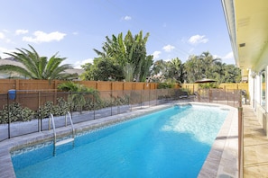 Relax in your private heated pool, the perfect spot for soaking up the sun or unwinding under the stars!