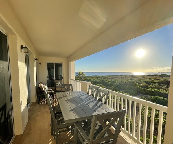 Sunrise on the covered balcony - does not get much better than that...