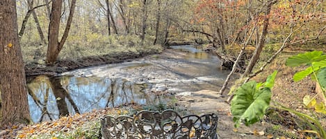 Steps to enter the creek from the fire pit