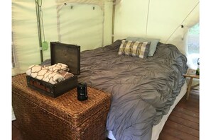 One of our comfortable queen beds: happiness is homemade. 