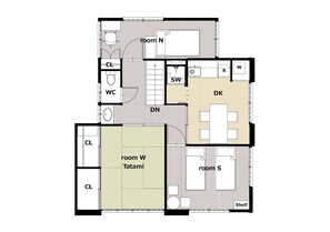 2nd floor plan view. The area is 60㎡. There are 3 dining kitchens and 3 bedrooms.