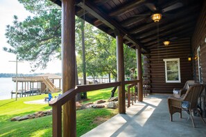Back patio with beautiful lake view