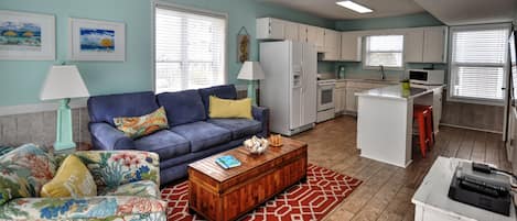 living room and kitchen