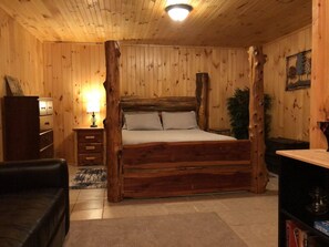 Queen cedar post bed with dresser and nightstand