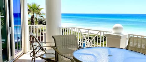 Your private balcony overlooking the spectacular beach and pool view