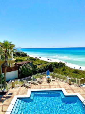 The view to the east of the beachfront pool, Beach, and Ocean