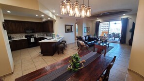 Kitchen and family room