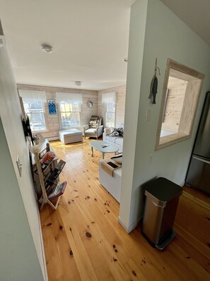 View from kitchen, looking into living room 