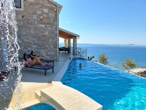 External view of the building. House with pool