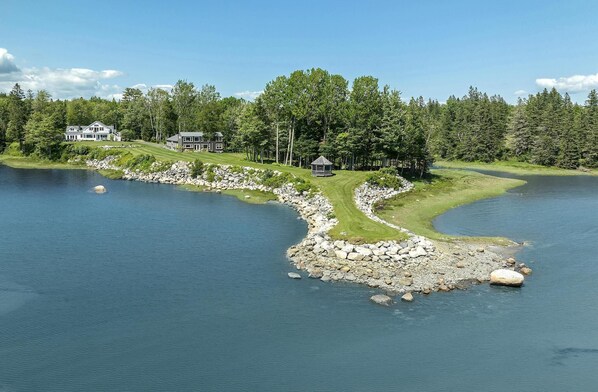 Brooklin House and its 2.5 acre property from Herrick Bay  - a bird's eye view!