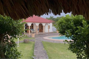 Pool & terrace view from gazebo 