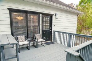 Start out your mornings with a cup of coffee on your balcony.