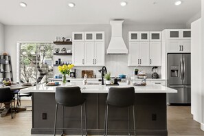 Kitchen - fully stocked. New cabinets, dishes for 12, Vitamix, microwave