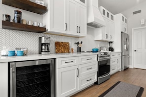 Kitchen -- view of wine fridge and coffee area. Added Keurig (not shown)