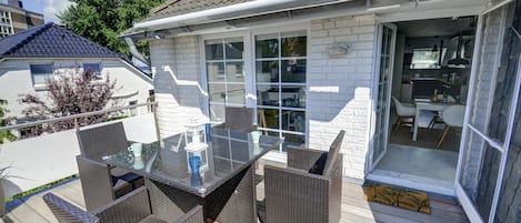 Balcony with comfortable seating area