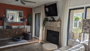 living room with pretty morning light, cool in afternoon