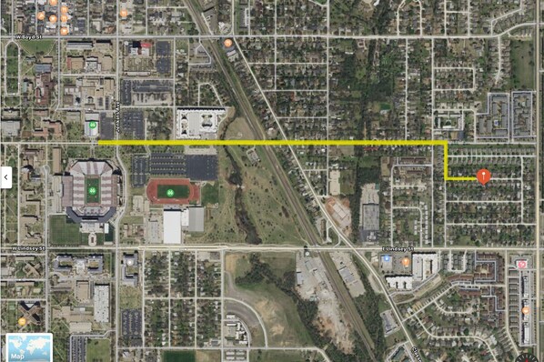 1 mile walk to stadium
