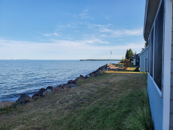 Exterior view towards the lake.