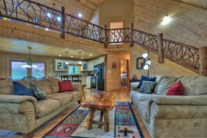 Spacious living are with all the right touches to relax.