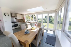 Kitchen and table views down the garden