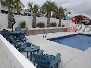 Private, Saltwater Pool in Backyard with Seating for Eight