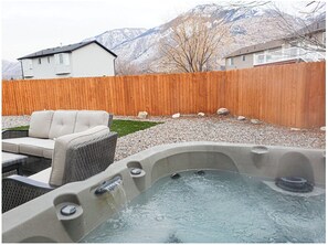 Large new hot tub, private and with great views available 24/7/365.