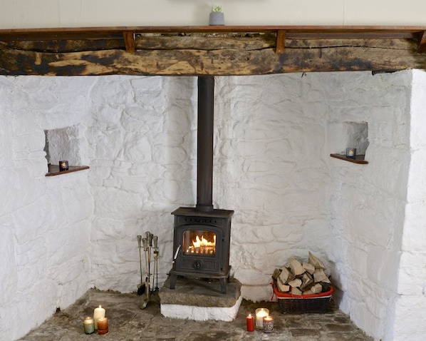 Inglenook fireplace in kitchen