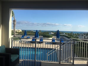 The beautiful view from the Studio Veranda! Just 3 steps  & you are in the pool!