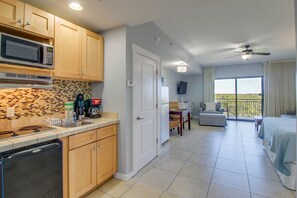 Kitchenette with dorm size fridge + full size fridge with freezer!