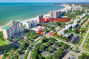 This unit is the closet condo to the entrance of the South Marco Beach pubic access on the island.