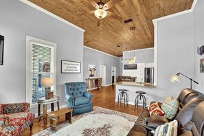 Looking into the dining area from the living room.