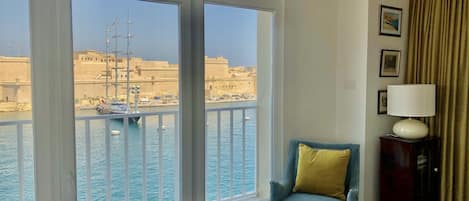 Living area overlooking Fort St. Angelo and Vittoriosa Marina.