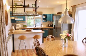 Trehanoo house kitchen diner, a really sociable space to cook, eat and hang out.