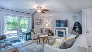 Spacious living space with cozy furnishings