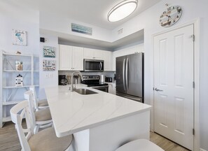 Luxury white quartz countertops everywhere