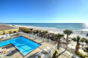 View from the balcony of the pool area.