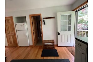 Front door and shoe storage bench