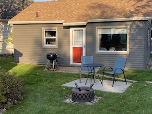 your cabin with sunny patio, steps to beach