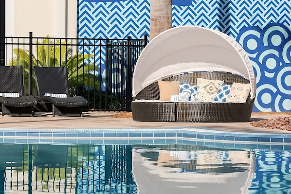 Relax poolside and take a dip in our pool