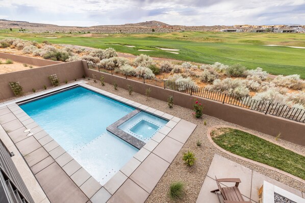 Pool & Hot Tub View - Enjoy sitting on the balcony while you watch the golfers play and your friends and family swim.