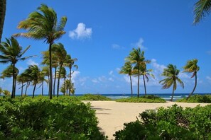 Just steps away from the beach