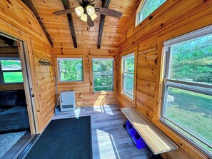A large mudroom.