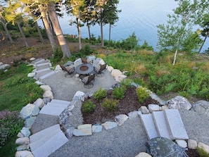 Granite steps to fire pit