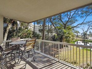 Peeks of the oceanfront pool and Atlantic Ocean can be seen from 101 Barrington Arms